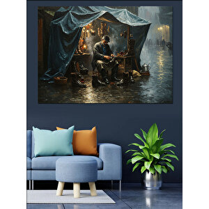 Çadırda Ayakkabı Tamircisi Dekoratif Kanvas - Mdf Ahşap Tablo