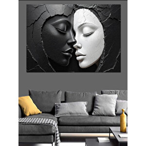 Siyah-beyaz Aşık Yüzler Dekoratif Kanvas - Mdf Ahşap Tablo 25x35 cm