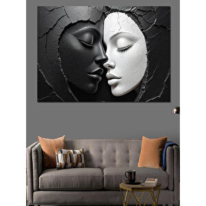 Siyah-beyaz Aşık Yüzler Dekoratif Kanvas - Mdf Ahşap Tablo 100x140 cm
