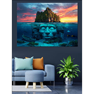 Sualtı Yüz Ve Kaya Dekoratif Kanvas - Mdf Ahşap Tablo 25x35 cm