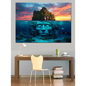 Sualtı Yüz Ve Kaya Dekoratif Kanvas - Mdf Ahşap Tablo