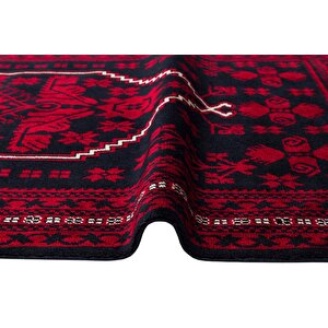 Beyoğlu 956 Kırmızı Uşak Halısı Yağcı Bedir Desen Nostalji Halı Afgan El Halısı Salon Halı 90x300 cm