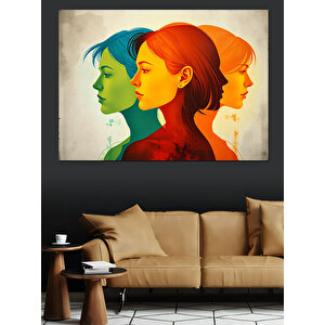 Renkli Çift Yüzler Dekoratif Kanvas - Mdf Ahşap Tablo 50x70 cm
