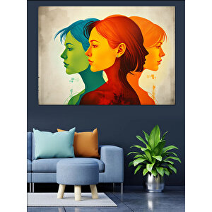Renkli Çift Yüzler Dekoratif Kanvas - Mdf Ahşap Tablo 50x70 cm