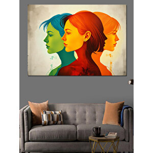 Renkli Çift Yüzler Dekoratif Kanvas - Mdf Ahşap Tablo 50x70 cm