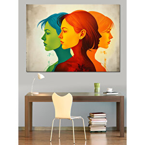 Renkli Çift Yüzler Dekoratif Kanvas - Mdf Ahşap Tablo