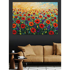 Gelincik Tarlasında Gün Işığı Dekoratif Kanvas - Mdf Ahşap Tablo 70x100 cm