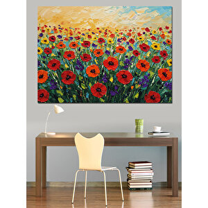 Gelincik Tarlasında Gün Işığı Dekoratif Kanvas - Mdf Ahşap Tablo 35x50 cm