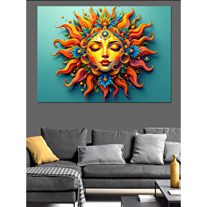 Turuncu Sarı Güneş Yüzü Dekoratif Kanvas - Mdf Ahşap Tablo