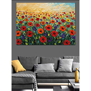 Gelincik Tarlasında Gün Işığı Dekoratif Kanvas - Mdf Ahşap Tablo 25x35 cm