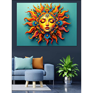 Turuncu Sarı Güneş Yüzü Dekoratif Kanvas - Mdf Ahşap Tablo 70x100 cm