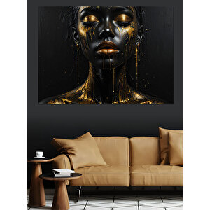Altın Siyah Yüz Dekoratif Kanvas - Mdf Ahşap Tablo