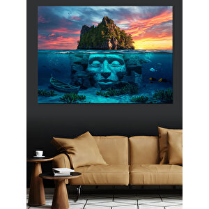 Sualtı Yüz Ve Kaya Dekoratif Kanvas - Mdf Ahşap Tablo 100x140 cm