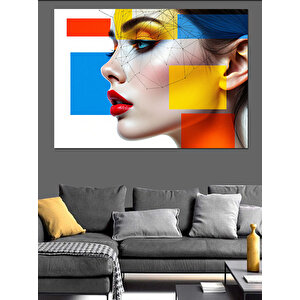 Kübist Kadın Yüzü Dekoratif Kanvas - Mdf Ahşap Tablo 100x140 cm