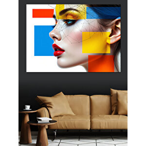 Kübist Kadın Yüzü Dekoratif Kanvas - Mdf Ahşap Tablo 100x140 cm