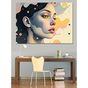Soyut Yüzlü Renkli Kadın Dekoratif Kanvas - Mdf Ahşap Tablo
