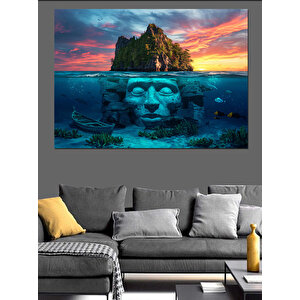 Sualtı Yüz Ve Kaya Dekoratif Kanvas - Mdf Ahşap Tablo