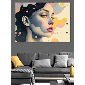 Soyut Yüzlü Renkli Kadın Dekoratif Kanvas - Mdf Ahşap Tablo 100x140 cm