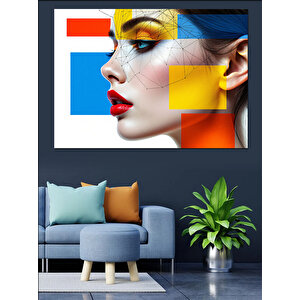 Kübist Kadın Yüzü Dekoratif Kanvas - Mdf Ahşap Tablo 35x50 cm