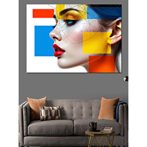 Kübist Kadın Yüzü Dekoratif Kanvas - Mdf Ahşap Tablo