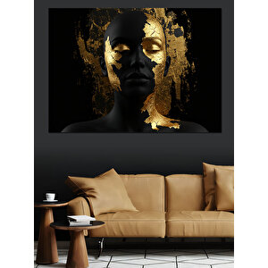 Altın Detaylı Yüz Dekoratif Kanvas - Mdf Ahşap Tablo