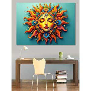 Turuncu Sarı Güneş Yüzü Dekoratif Kanvas - Mdf Ahşap Tablo