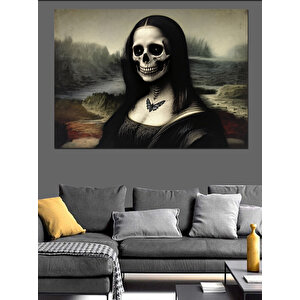 Kurukafa Yüzlü Mona Lisa Dekoratif Kanvas - Mdf Ahşap Tablo 35x50 cm