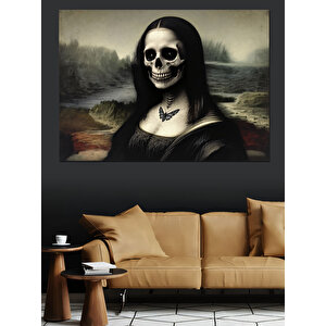 Kurukafa Yüzlü Mona Lisa Dekoratif Kanvas - Mdf Ahşap Tablo 35x50 cm