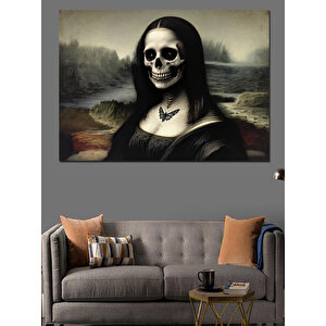 Kurukafa Yüzlü Mona Lisa Dekoratif Kanvas - Mdf Ahşap Tablo