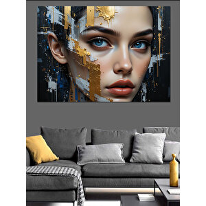 Altın Detaylı Parçalı Yüz Dekoratif Kanvas - Mdf Ahşap Tablo 35x50 cm
