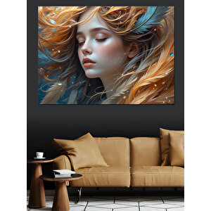 Rüzgarda Dalgın Kadın Yüzü Dekoratif Kanvas - Mdf Ahşap Tablo