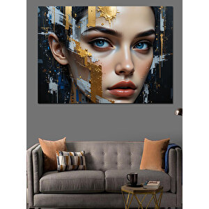 Altın Detaylı Parçalı Yüz Dekoratif Kanvas - Mdf Ahşap Tablo
