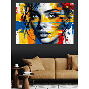 Soyut Renkli Kadın Yüzü Dekoratif Kanvas - Mdf Ahşap Tablo