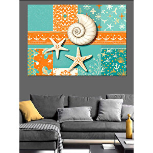 Deniz Kabuklu Yaz Kartpostalı Dekoratif Kanvas - Mdf Ahşap Tablo 50x70 cm