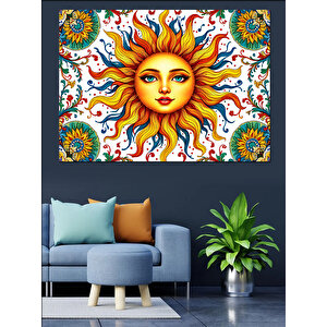 Gülümseyen Güneş Yüzü Dekoratif Kanvas - Mdf Ahşap Tablo