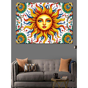 Gülümseyen Güneş Yüzü Dekoratif Kanvas - Mdf Ahşap Tablo