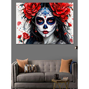 Yüzü Boyanmış Kadın Dekoratif Kanvas - Mdf Ahşap Tablo