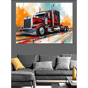 Kırmızı Dev Tır Dekoratif Kanvas - Mdf Ahşap Tablo 70x100 cm