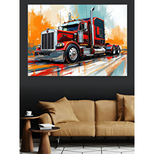 Kırmızı Dev Tır Dekoratif Kanvas - Mdf Ahşap Tablo 70x100 cm