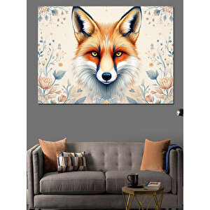 Portre Stilinde Tilki Yüzü Dekoratif Kanvas - Mdf Ahşap Tablo 100x140 cm