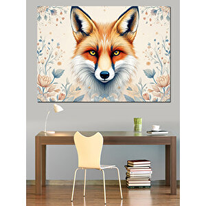 Portre Stilinde Tilki Yüzü Dekoratif Kanvas - Mdf Ahşap Tablo 100x140 cm