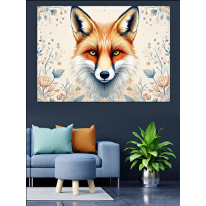 Portre Stilinde Tilki Yüzü Dekoratif Kanvas - Mdf Ahşap Tablo 35x50 cm