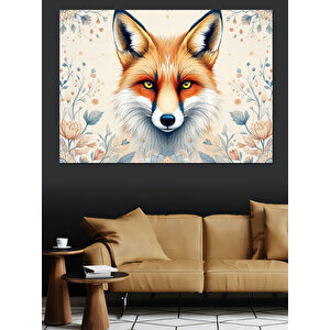 Portre Stilinde Tilki Yüzü Dekoratif Kanvas - Mdf Ahşap Tablo