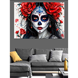 Yüzü Boyanmış Kadın Dekoratif Kanvas - Mdf Ahşap Tablo 25x35 cm