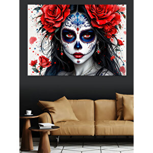 Yüzü Boyanmış Kadın Dekoratif Kanvas - Mdf Ahşap Tablo 25x35 cm