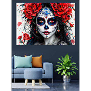 Yüzü Boyanmış Kadın Dekoratif Kanvas - Mdf Ahşap Tablo 25x35 cm