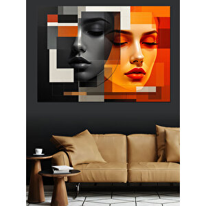 Soyut Kadın Yüzü Dekoratif Kanvas - Mdf Ahşap Tablo