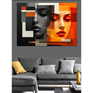 Soyut Kadın Yüzü Dekoratif Kanvas - Mdf Ahşap Tablo 50x70 cm