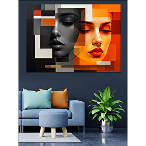 Soyut Kadın Yüzü Dekoratif Kanvas - Mdf Ahşap Tablo