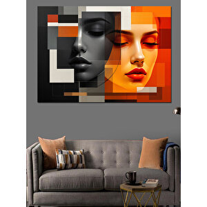 Soyut Kadın Yüzü Dekoratif Kanvas - Mdf Ahşap Tablo 100x140 cm